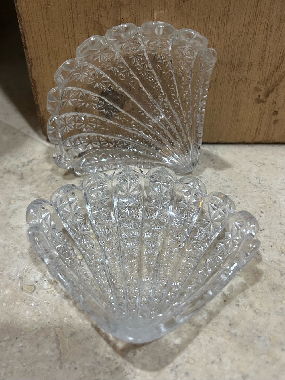 2 Antique EAPG Windsor Glass Shell Shaped Butter Pat Dishes